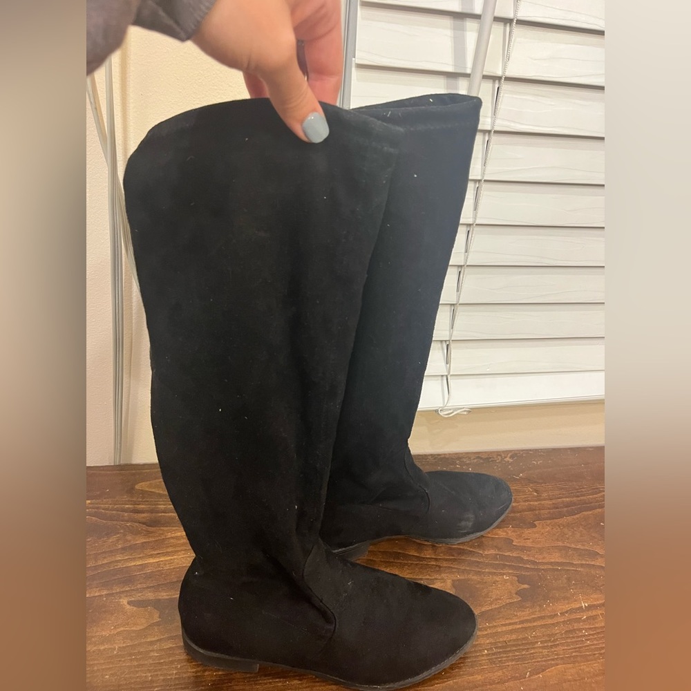 Unisa knee high suede tie back boot